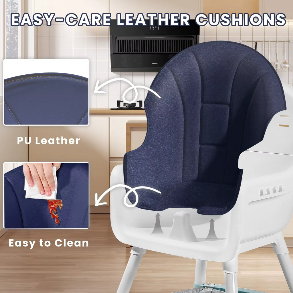 Convertible High Chair for Babies Toddlers, Baby Booster Chair Padded Seat with Footrest Tray Cup Holder