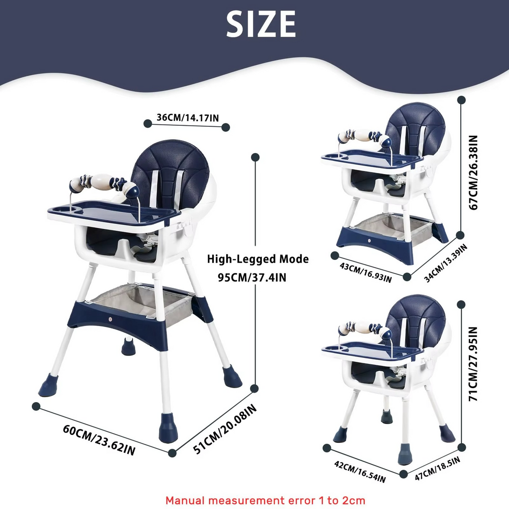 Convertible High Chair for Babies Toddlers, Baby Booster Chair Padded Seat with Footrest Tray Cup Holder