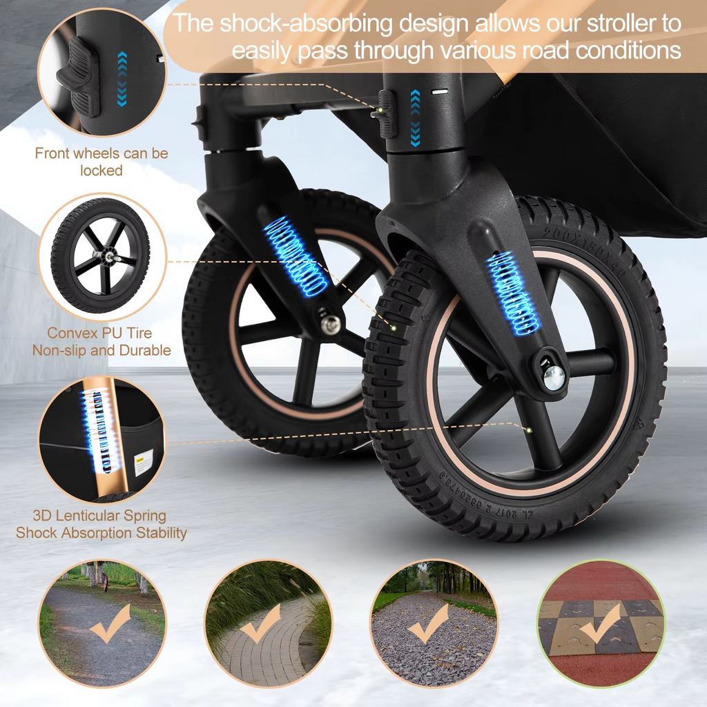Baby Stroller 3in1 High quality materials black and gold colour with car seat