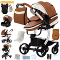 Multifunctional Baby Stroller 3 in1 PU leather  black colour with car seat
