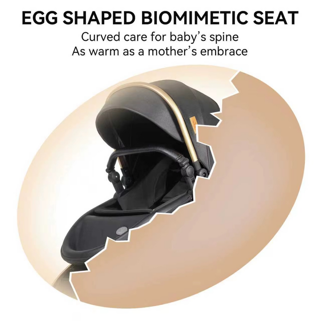 Convertible 3-in-1 Baby Stroller with Bassinet black colour – Egg Design High Landscape Pram | Lightweight Foldable Travel System