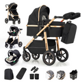Baby Stroller 3in1 High quality materials black and gold colour with car seat