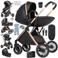 Convertible 3-in-1 Baby Stroller with Bassinet black colour – Egg Design High Landscape Pram | Lightweight Foldable Travel System