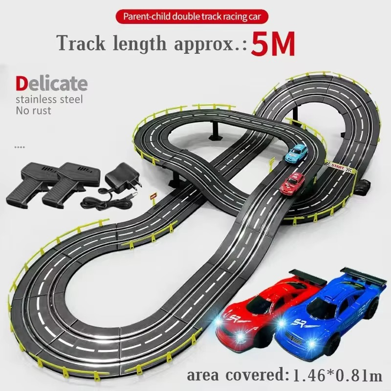 RC-Eisenbahn-Rennstrecke 1:43 Slot, elektrische Spielzeug-Rennstrecke, Fahrzeug-Rennbahn, Doppelschleife