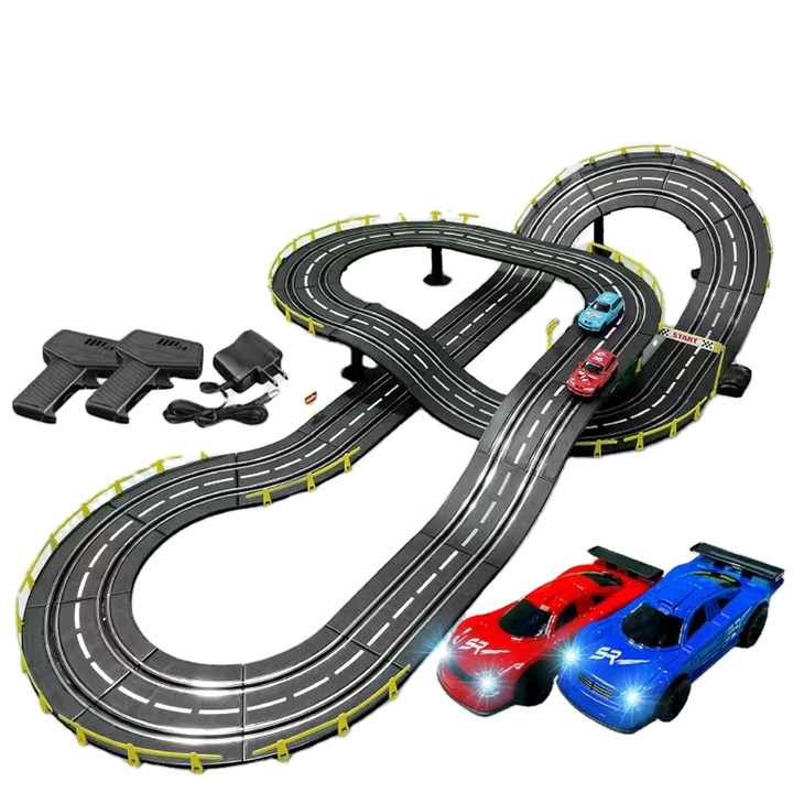 RC-Eisenbahn-Rennstrecke 1:43 Slot, elektrische Spielzeug-Rennstrecke, Fahrzeug-Rennbahn, Doppelschleife
